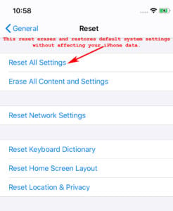 reset-all-settings-iphone-ios-13 fix iphone stuck in headphone mode