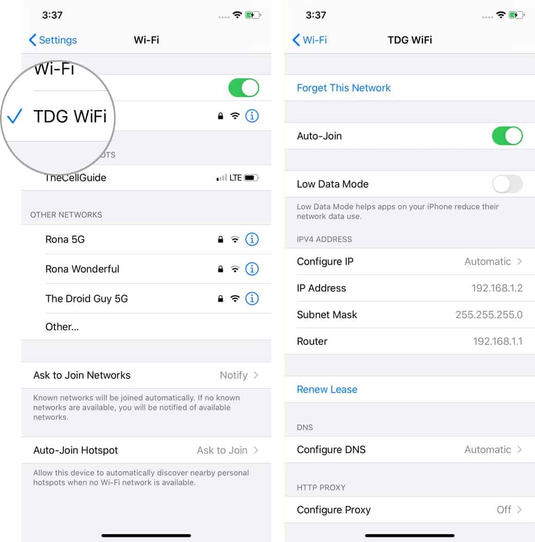 Share iPhone Wi-Fi Password connected to network