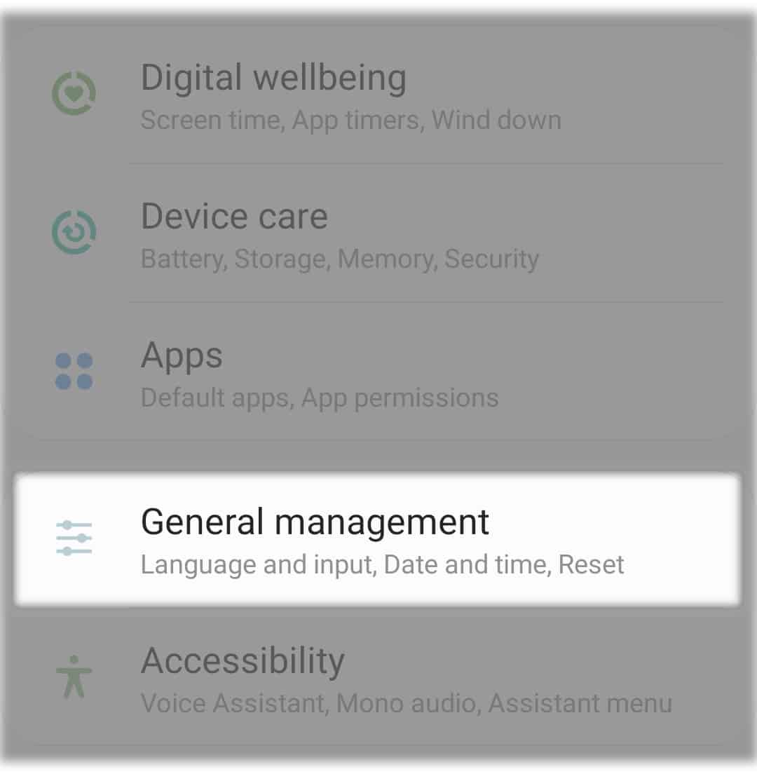 reset galaxy a20 network settings general management