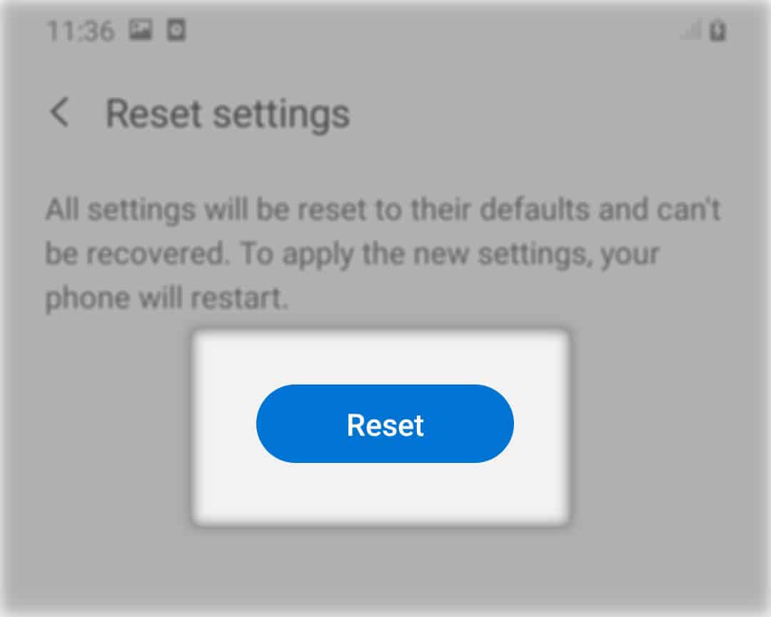 reset all settings on galaxy a20