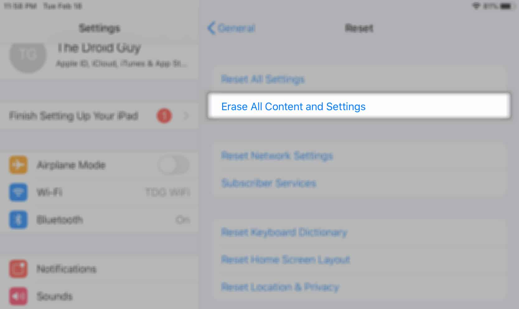 factory reset an ipad erase content