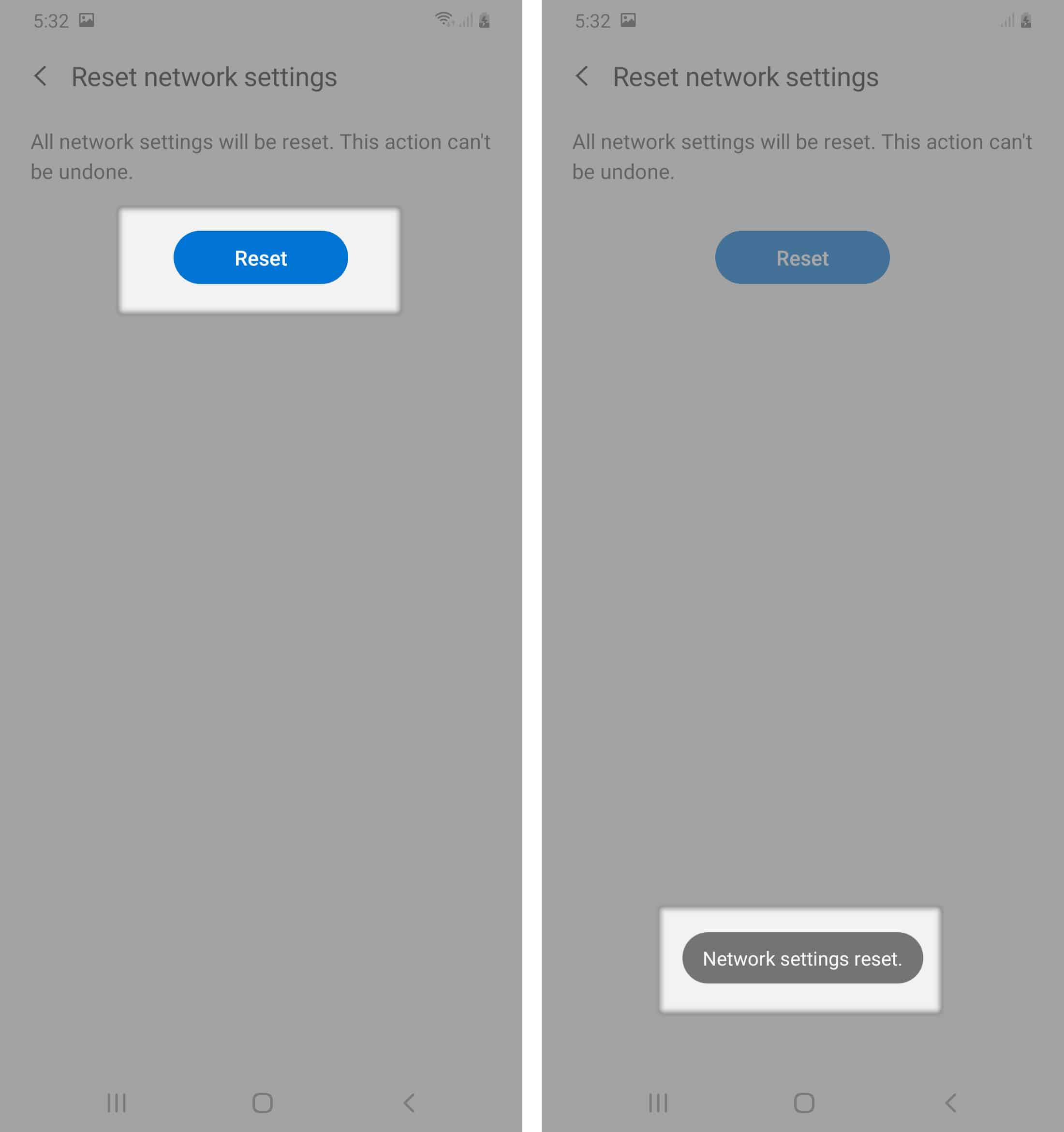 reset galaxy a20 network settings general management reset option reset button done