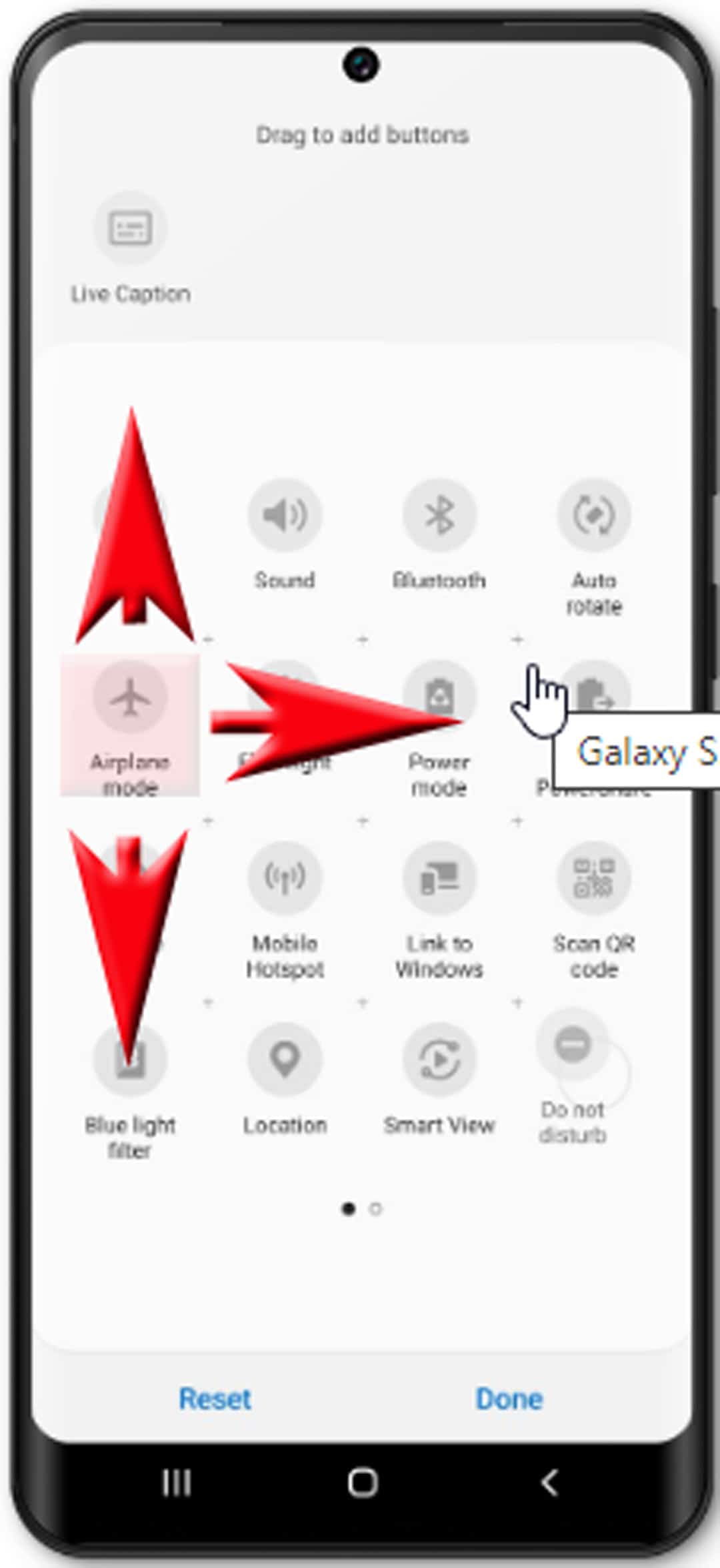 customize galaxy s20 notification panel - move tile to another location