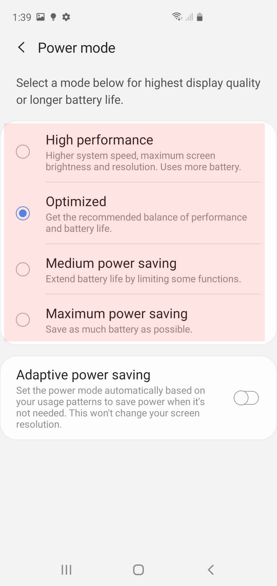 galaxy s20 power saving mode - power saving options