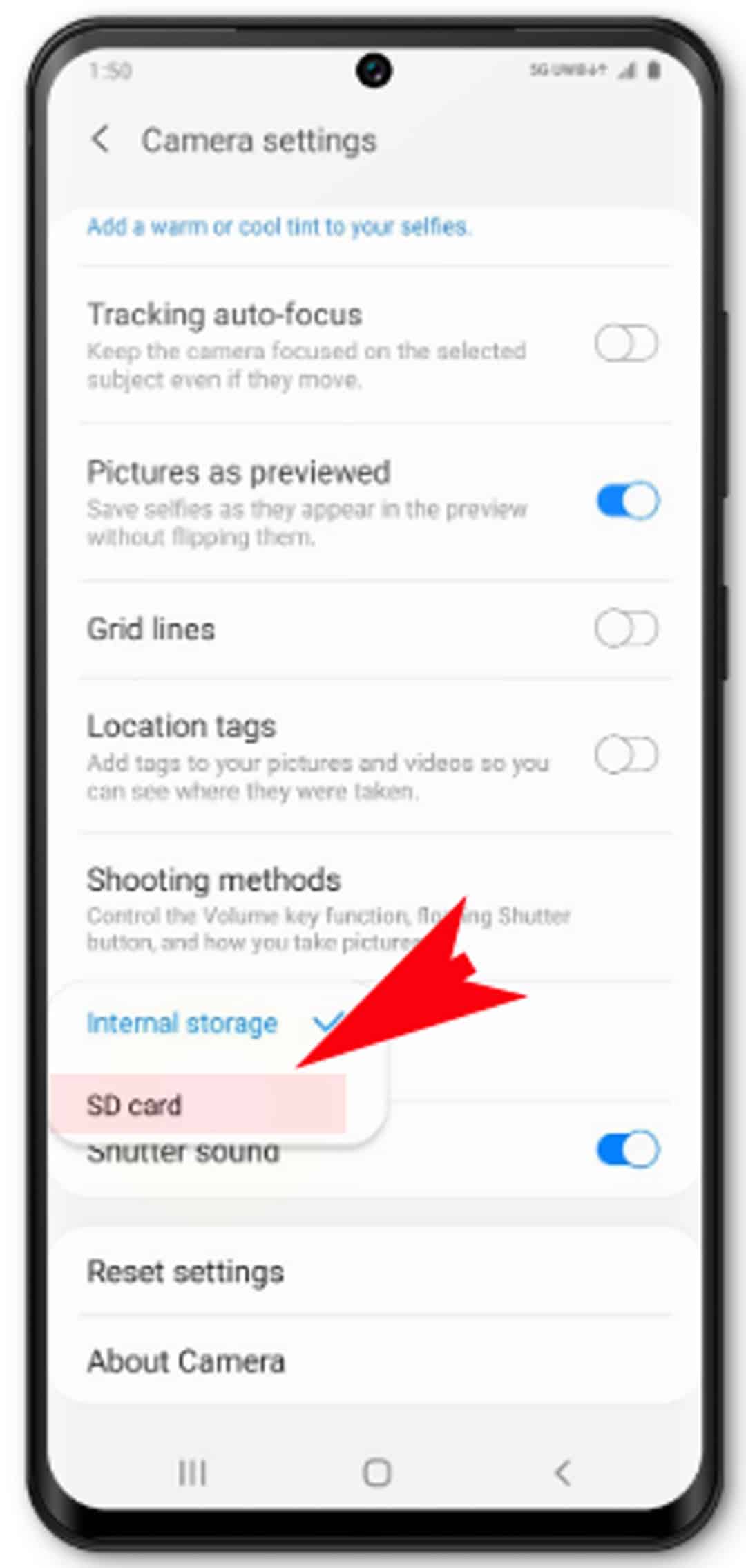 how to change picture storage on Galaxy S20 - change or set new storage location
