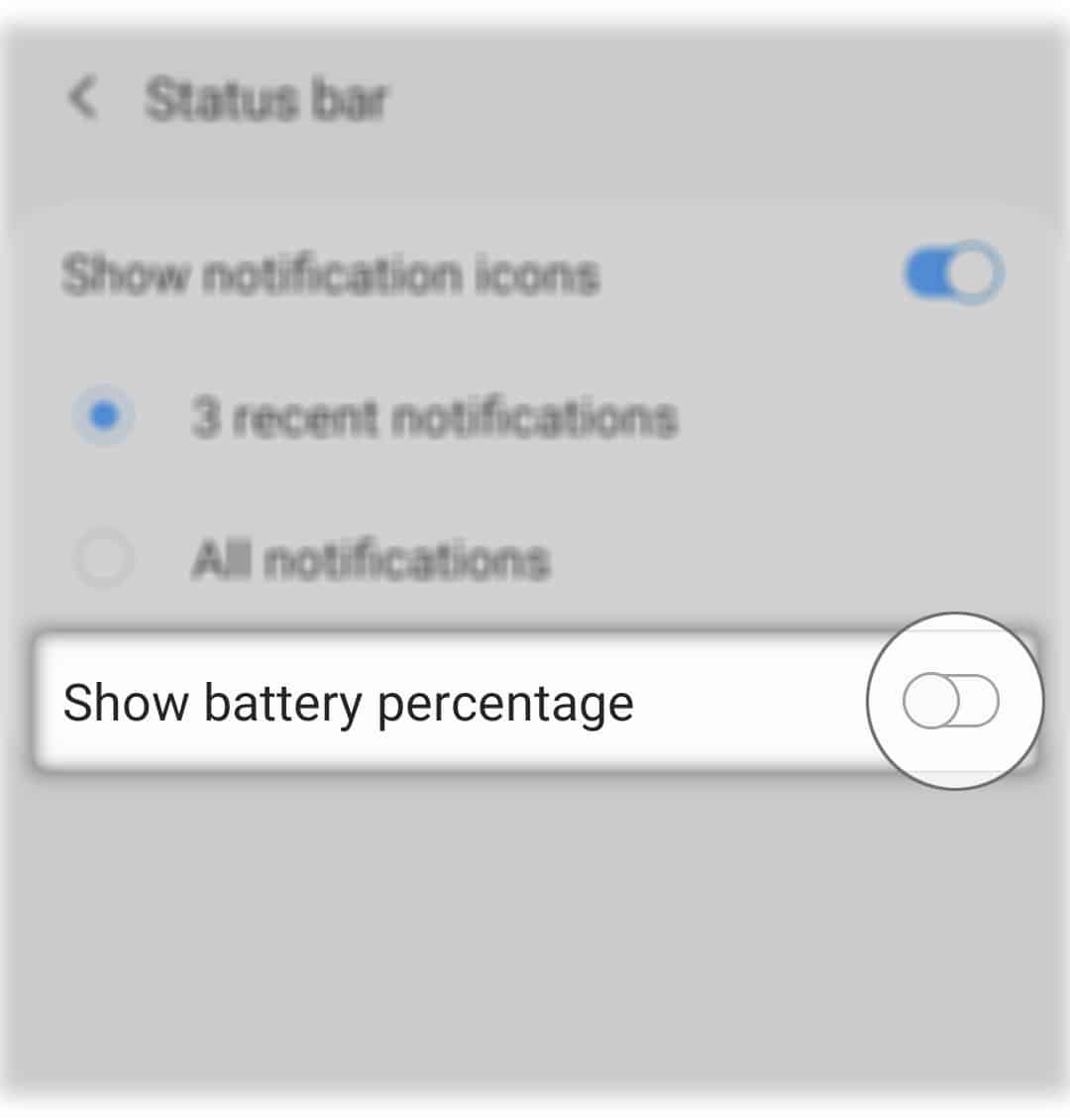 enable battery percentage galaxy a50