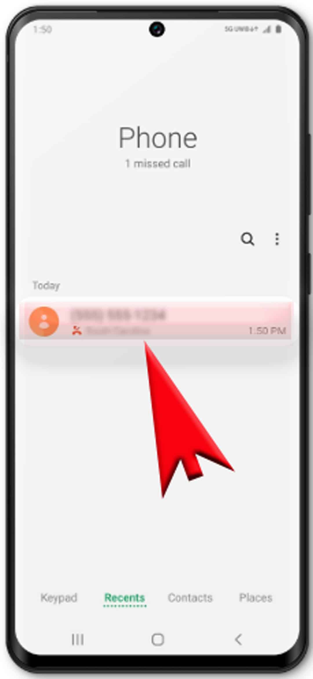 add missed calls as contacts on galaxy s20 - select missed call details to add
