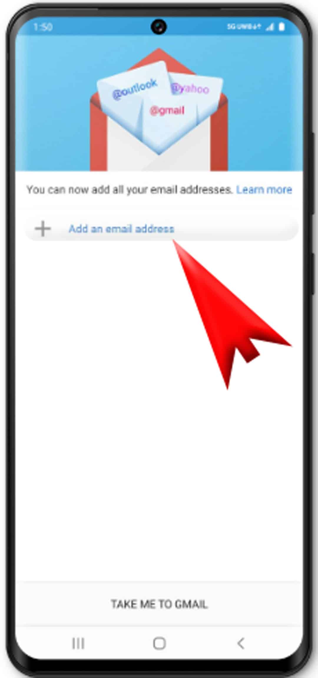 set up personal email galaxy s20 - enter email address