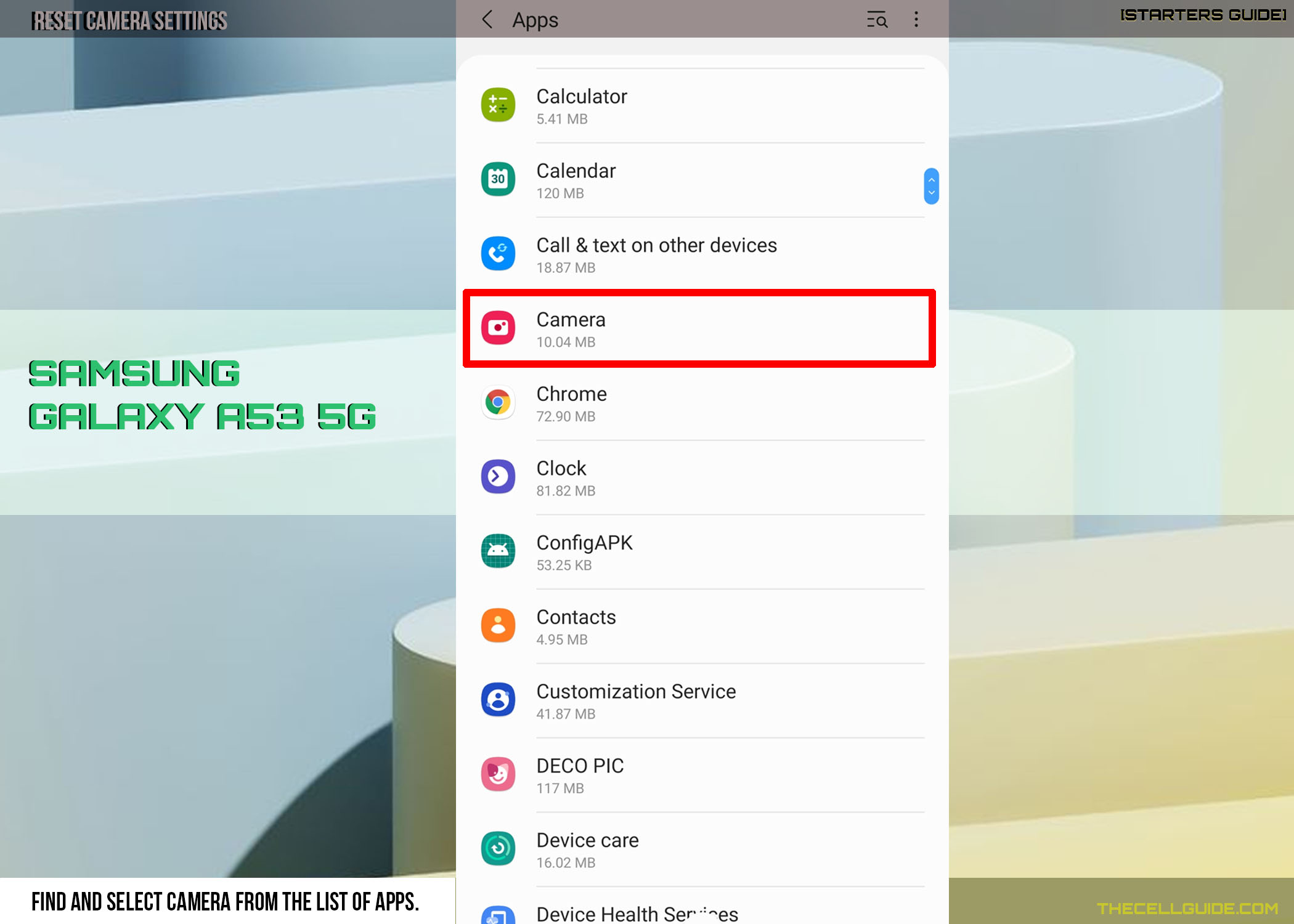 Reset Camera Settings Samsung Galaxy A53 SELECT CAM TheCellGuide