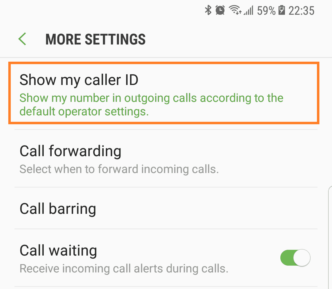 hide caller id samsung s9