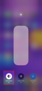 iphone 11 dark mode control center enabled