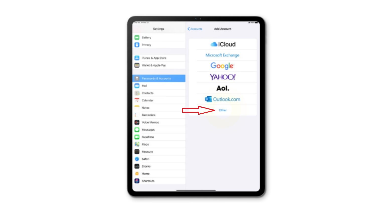 change email account on ipad