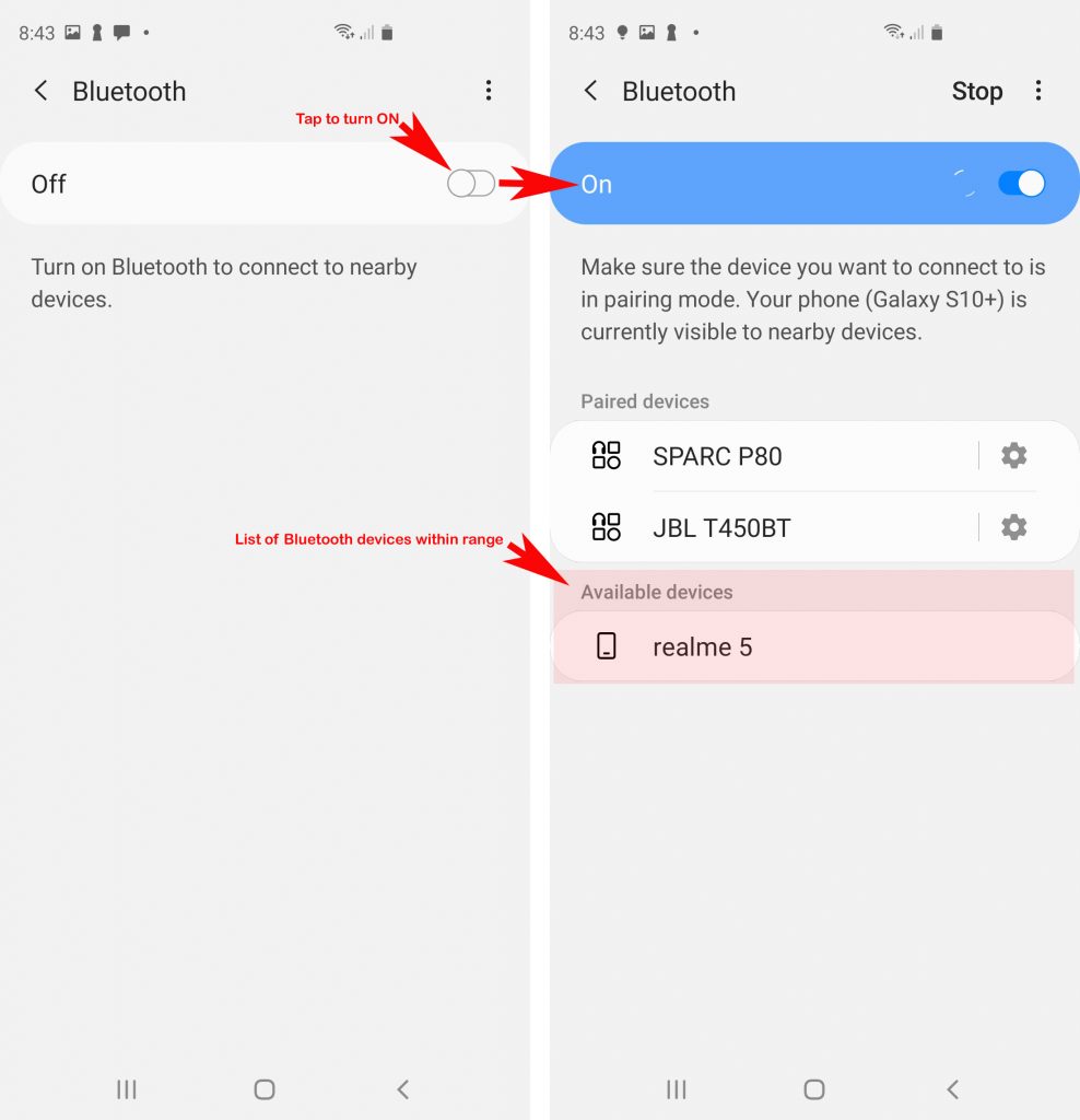 galaxy s20 bluetooth pairing - turn on bluetooth switch - TheCellGuide