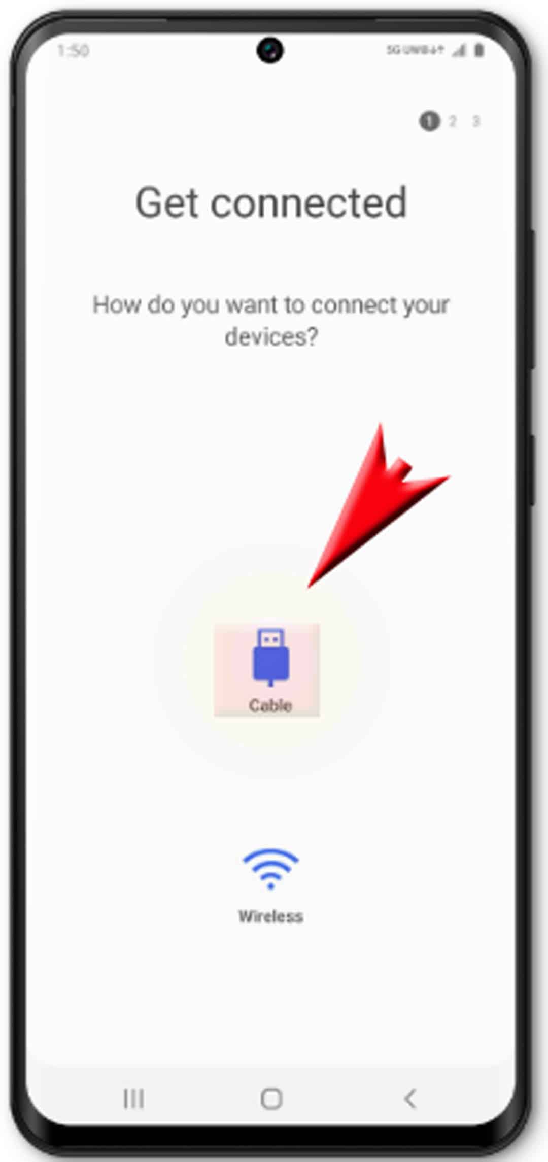 transfer from old device to galaxy s20 via usb choose cable