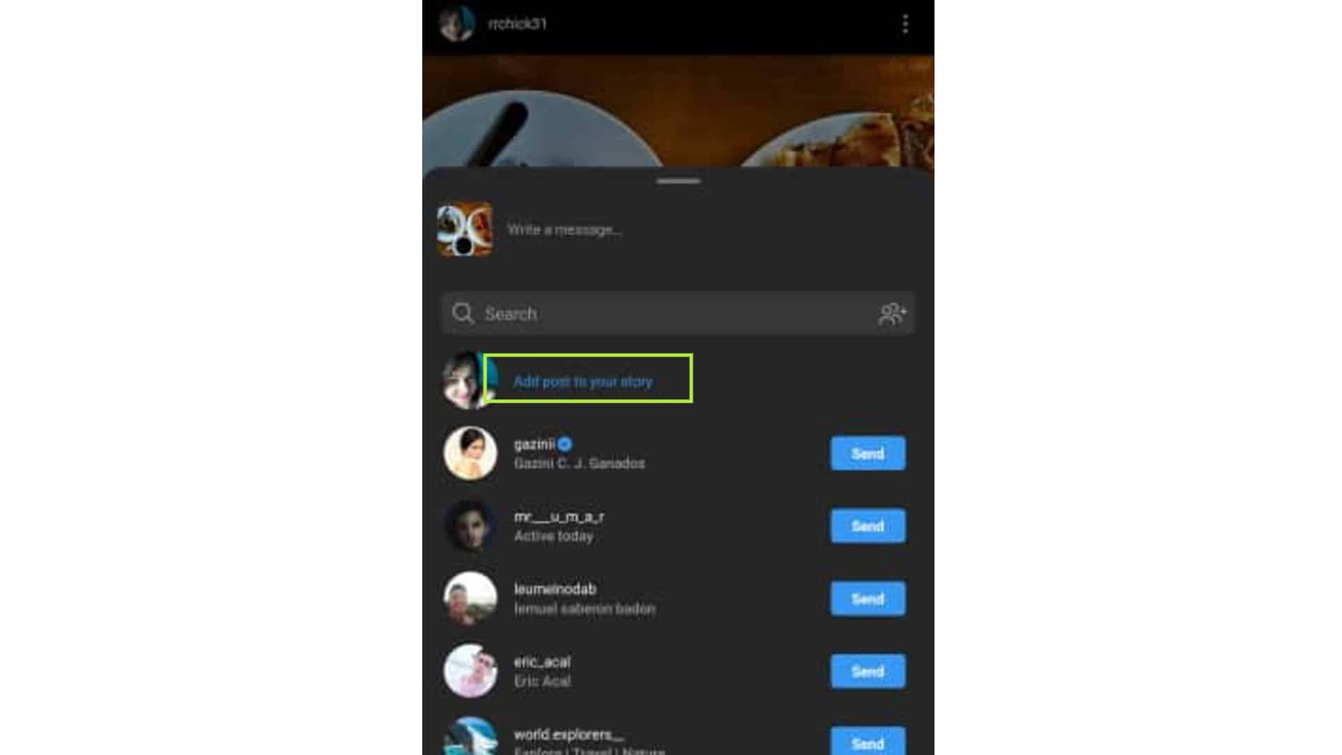 instagram how to add a post to story