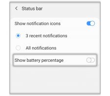 enable battery percentage on galaxy a50