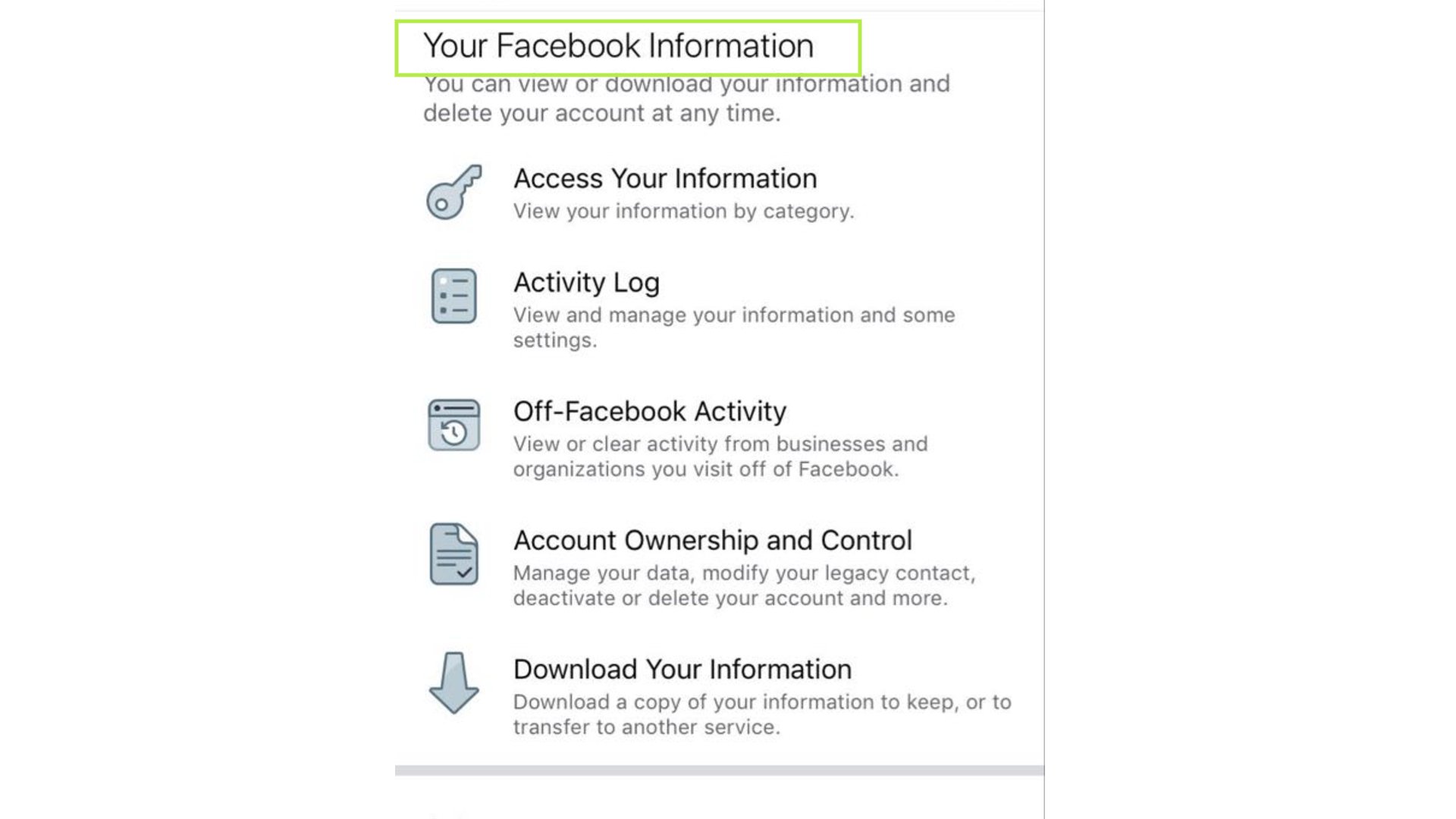 recover facebook your information