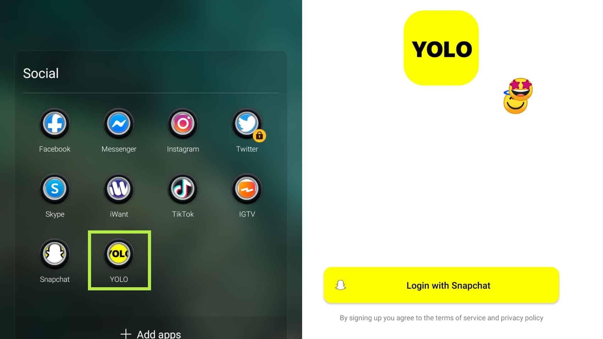 use yolo in snapchat