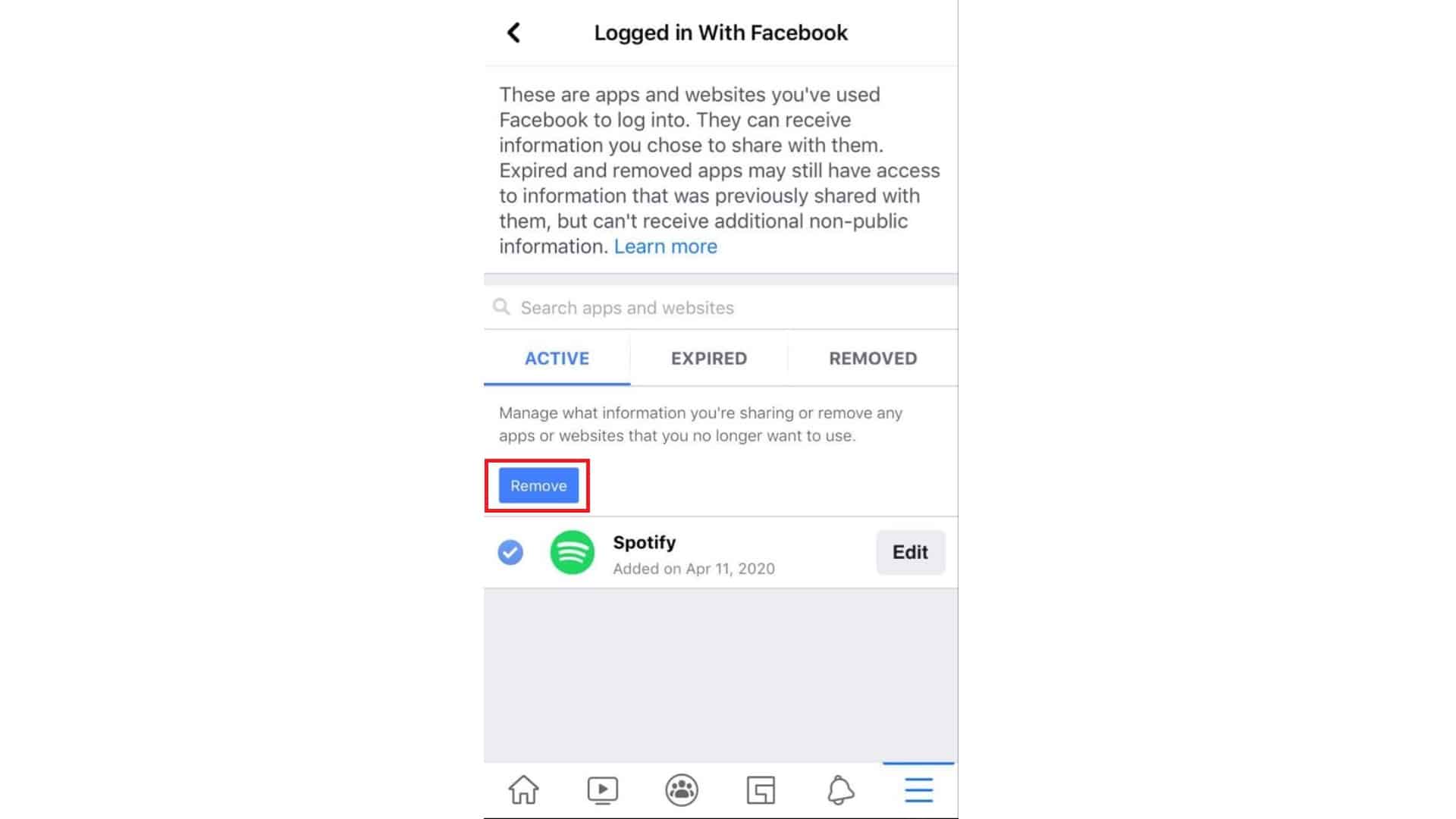 facebook app uninstall