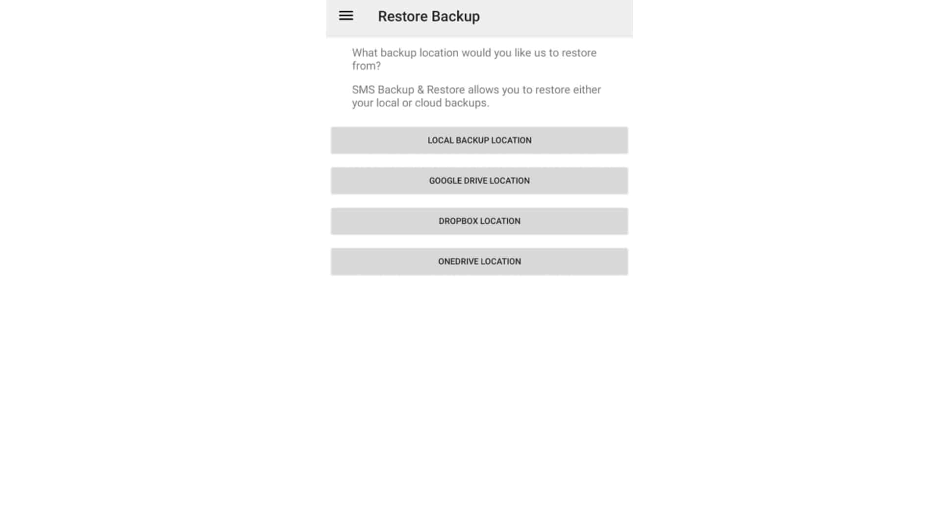 select storage to restore