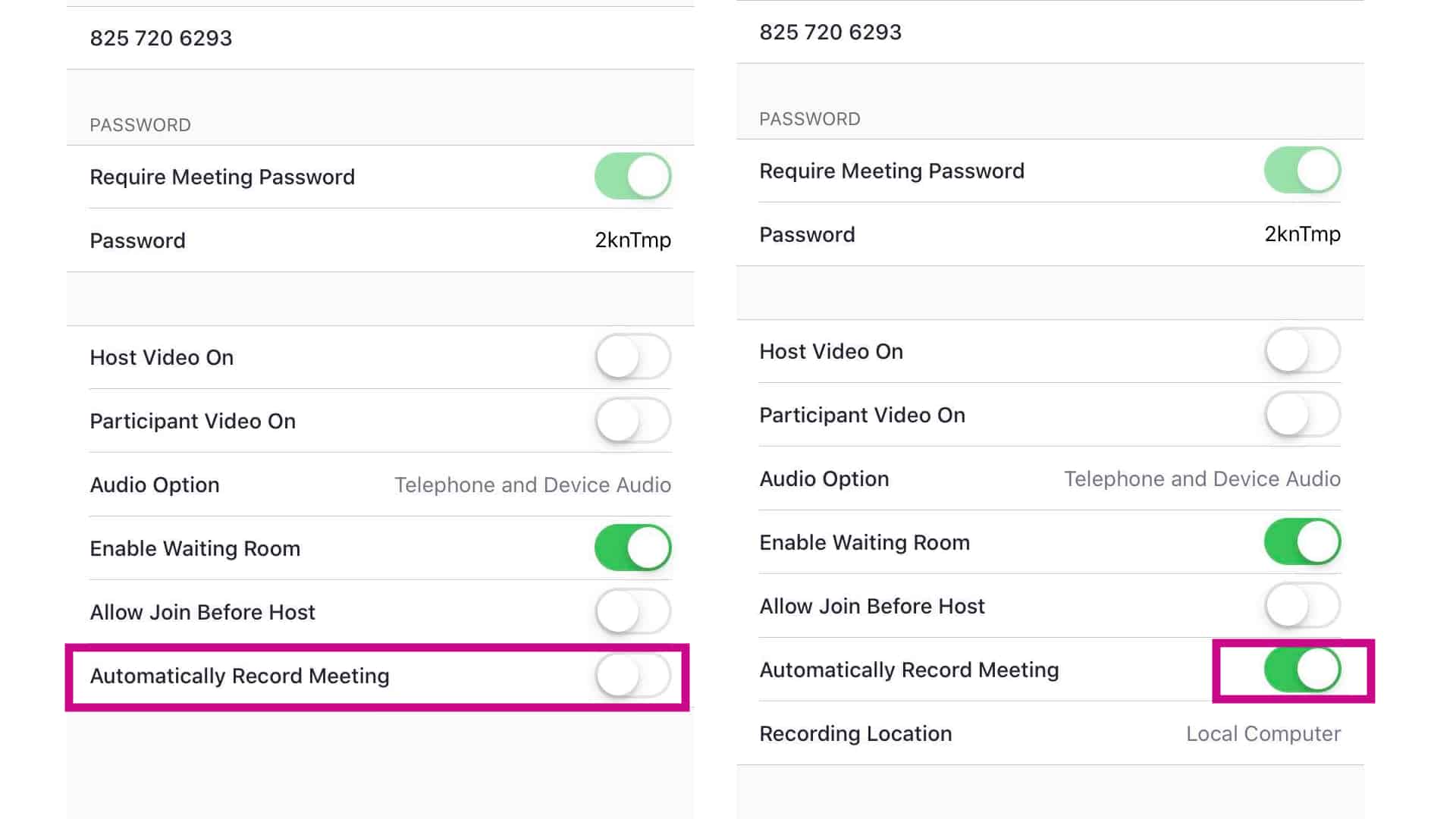 zoom record meeting automatically