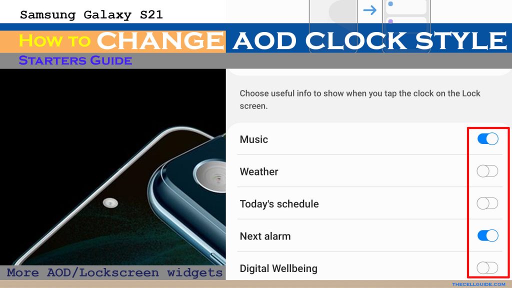 change clock style galaxy s21 custom aod morewidgets