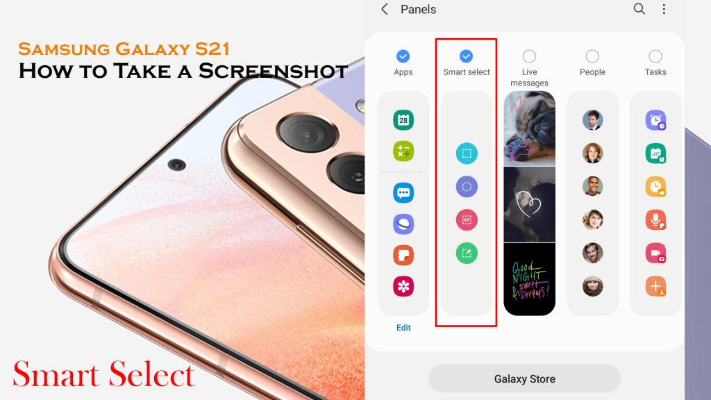 howto take a screenshot galaxy s21 smart select