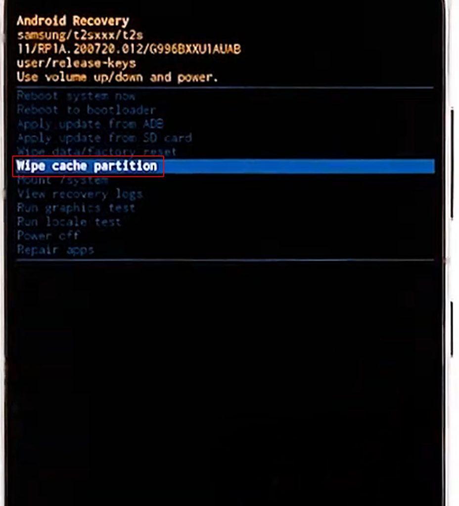 samsung galaxy s21 wipe cache partition wcp