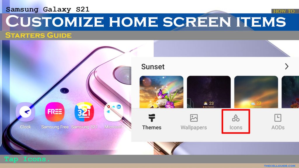 customize galaxys21 homescreen icons