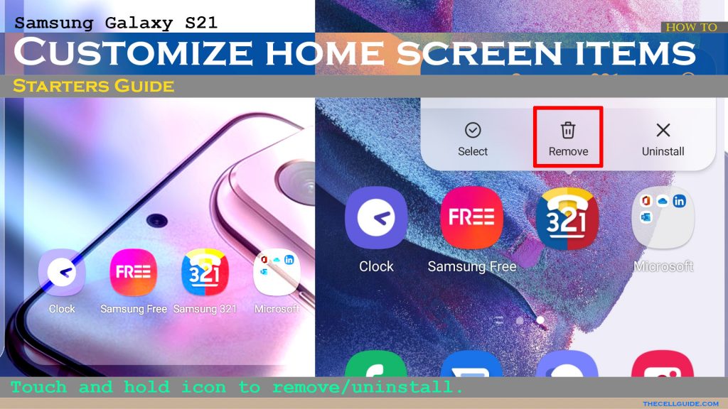 customize galaxys21 homescreen removeicon