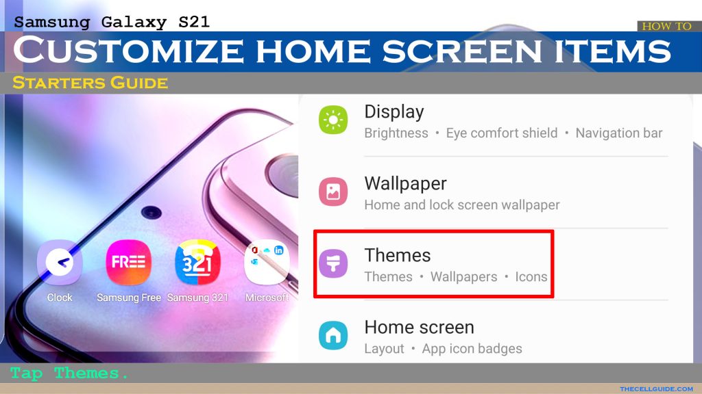 customize galaxys21 homescreen themes