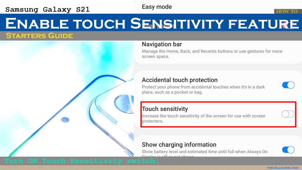 how to change screen sensitivity on samsung s21 