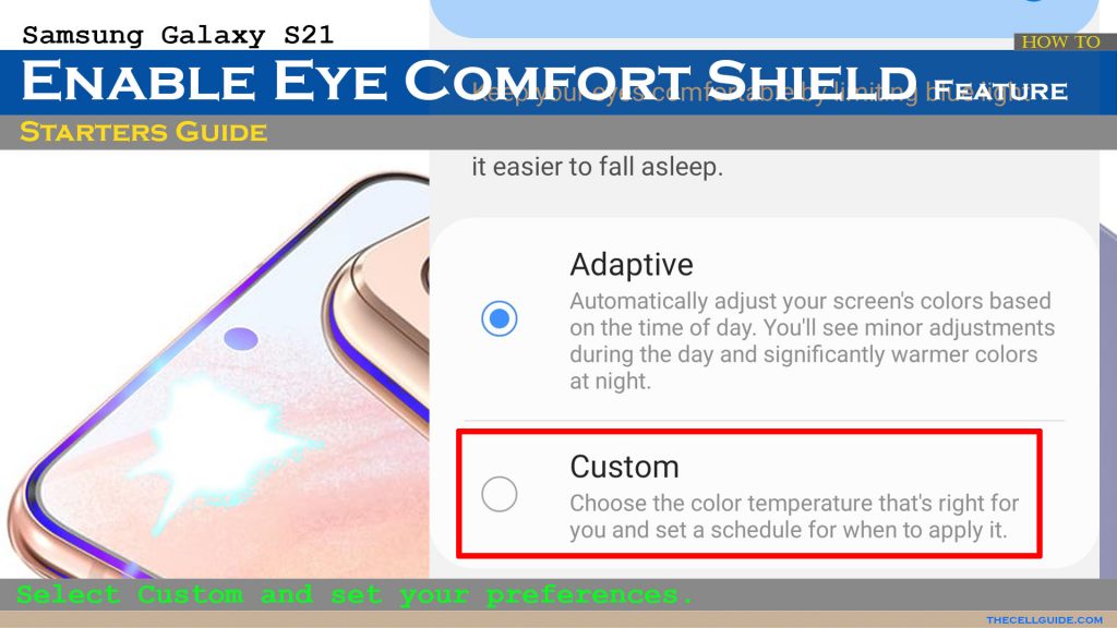 enable galaxys21 eye comfort shield custom