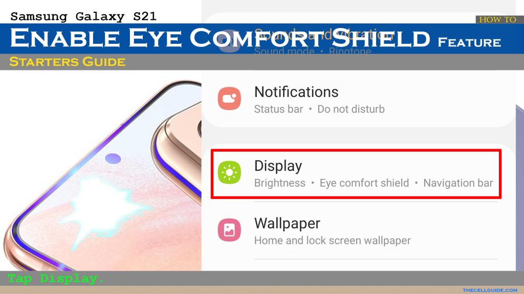 enable galaxys21 eye comfort shield display