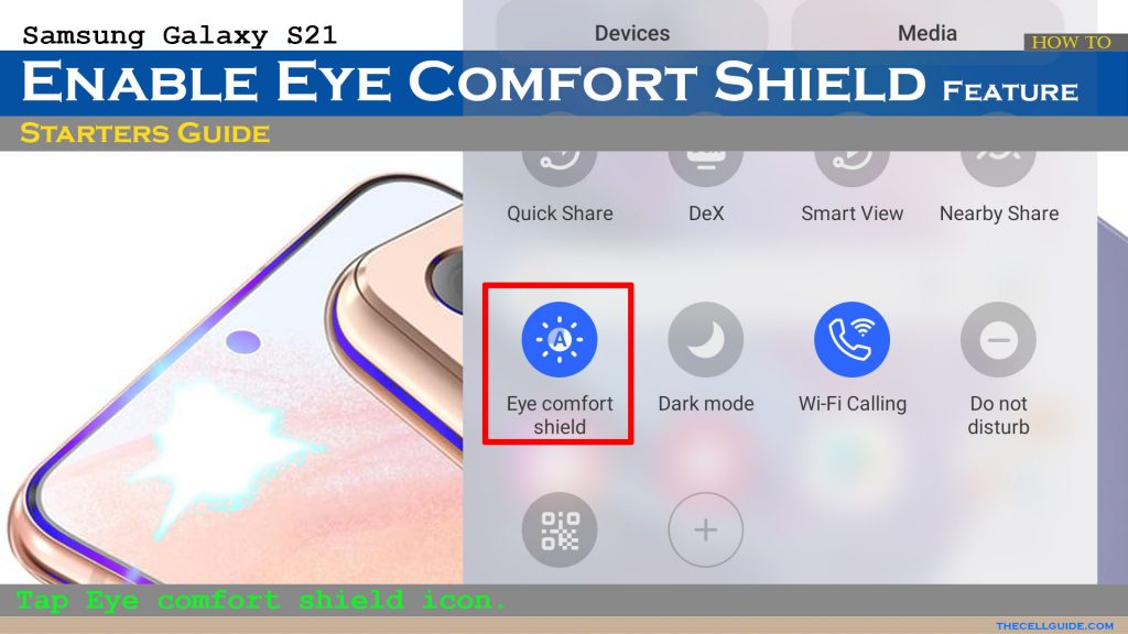 enable galaxys21 eye comfort shield quicksettingson