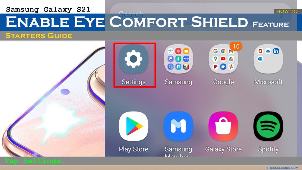 enable galaxys21 eye comfort shield settings