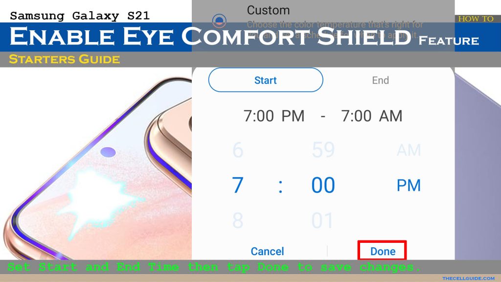 enable galaxys21 eye comfort shield startendtime