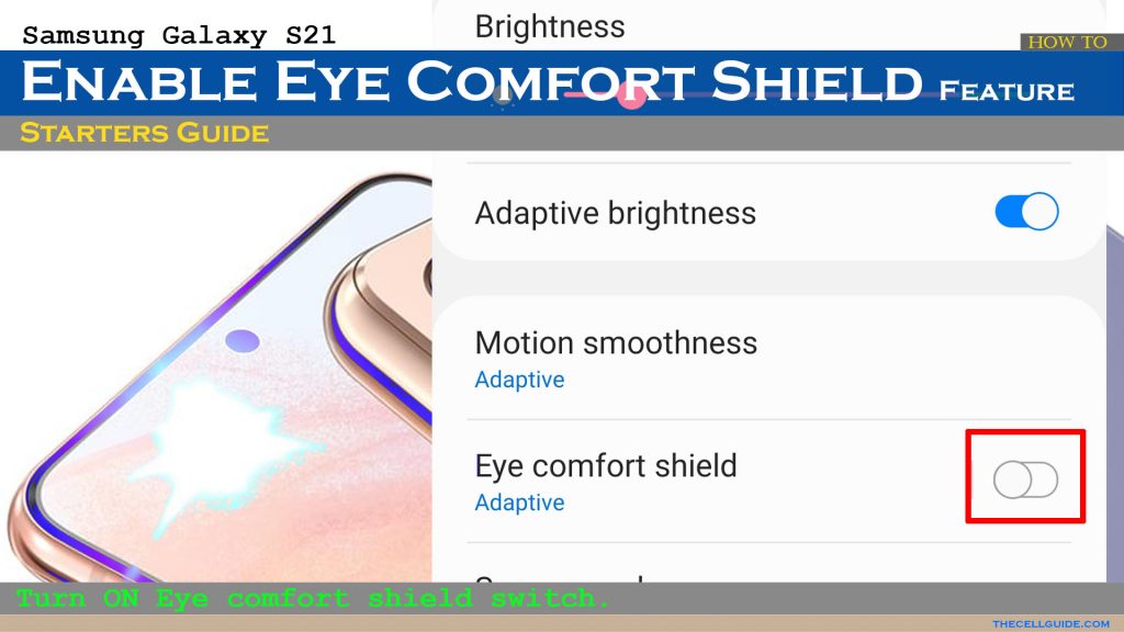 enable galaxys21 eye comfort shield switchON