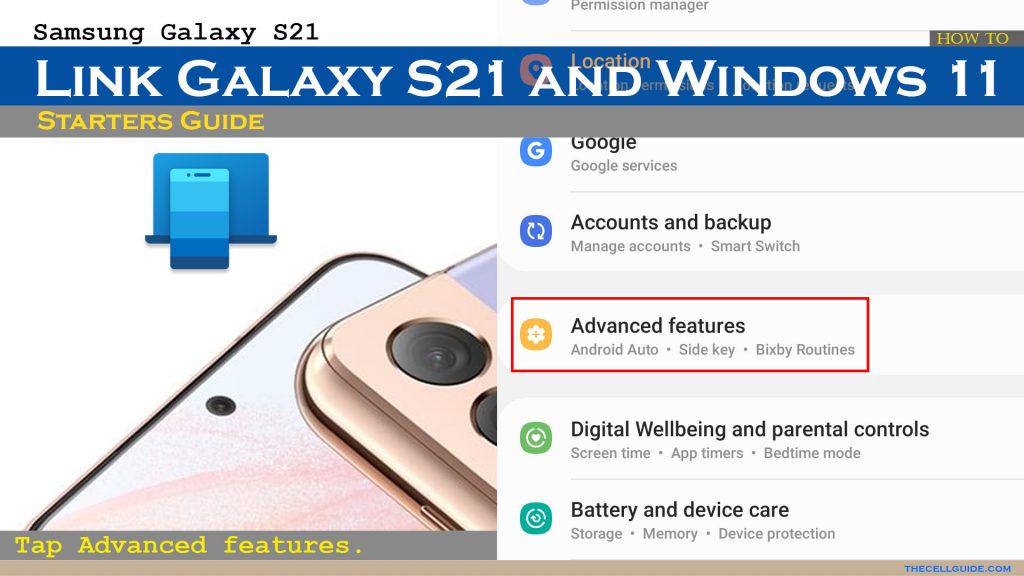 link galaxy s21 and windows 11 via linktowindows af