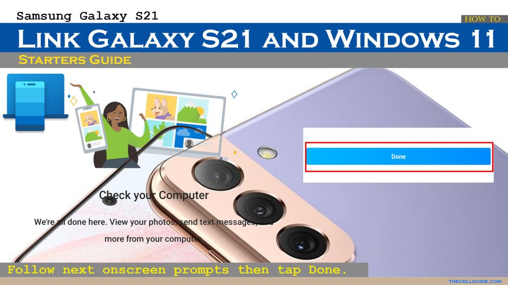 link galaxy s21 and windows 11 via linktowindows done
