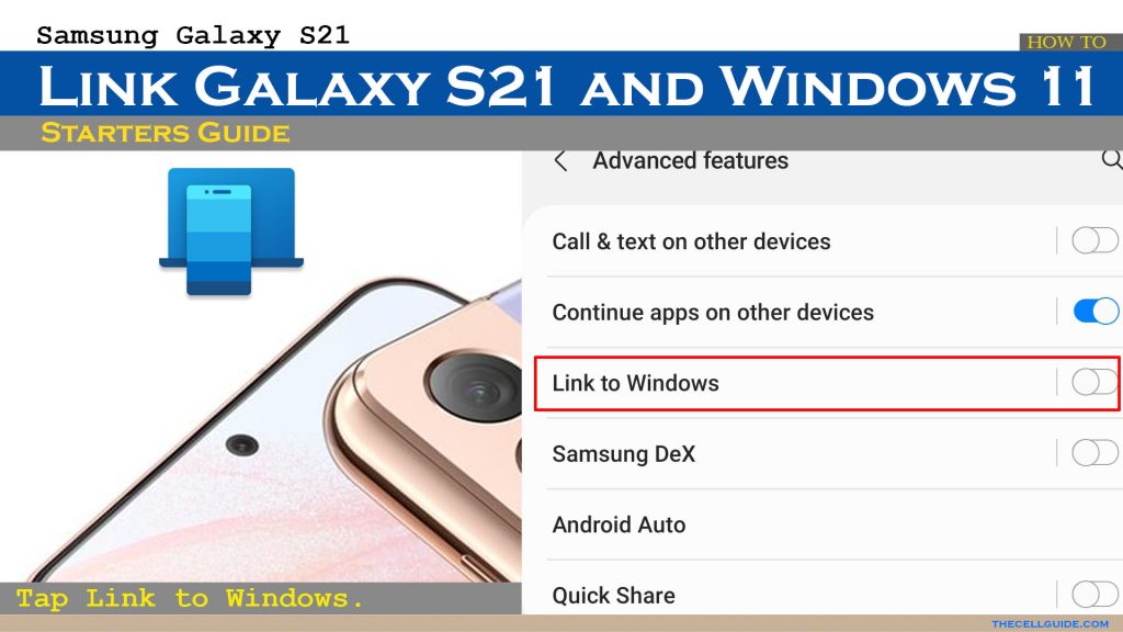 link galaxy s21 and windows 11 via linktowindows ltw