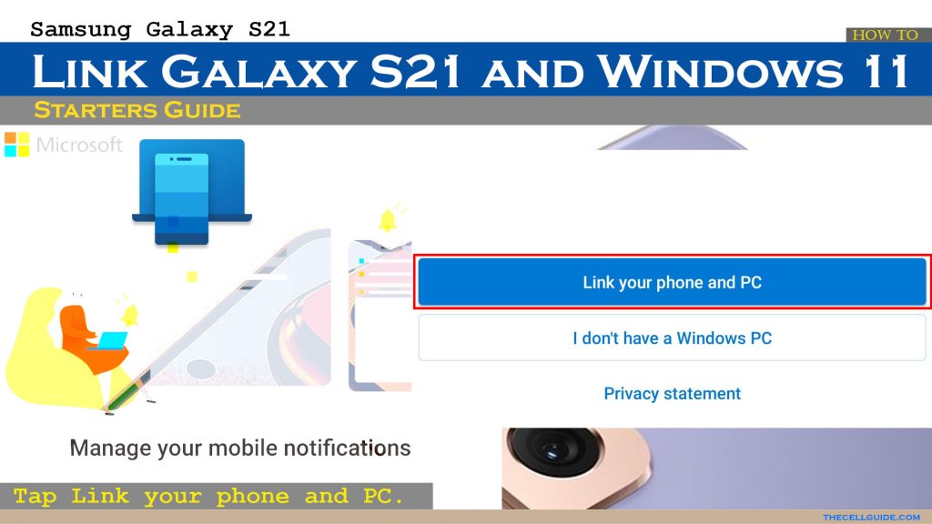 link galaxy s21 and windows 11 via linktowindows lypapc