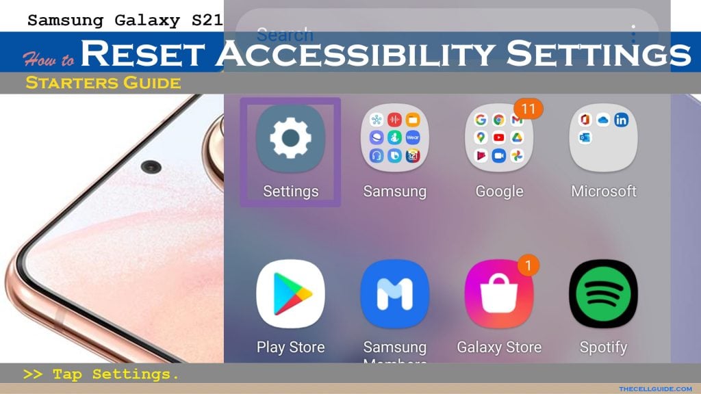 reset accessibility settings galaxys21 settings