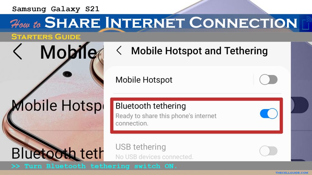 share internet galaxy s21 bttetheringON