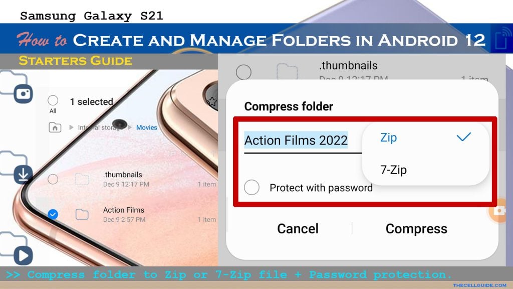 create new folder galaxys21 compressfolder