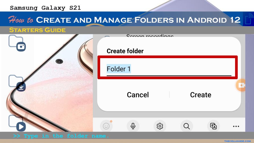 create new folder galaxys21 namefolder