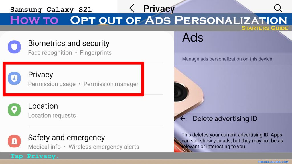How to Opt Out of Ads Personalization on Samsung Galaxy S21 | One UI 4.0 3 delete advertising id galaxys21 privacy