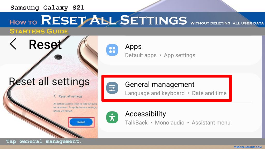 reset all settings galaxys21 generalmanagement