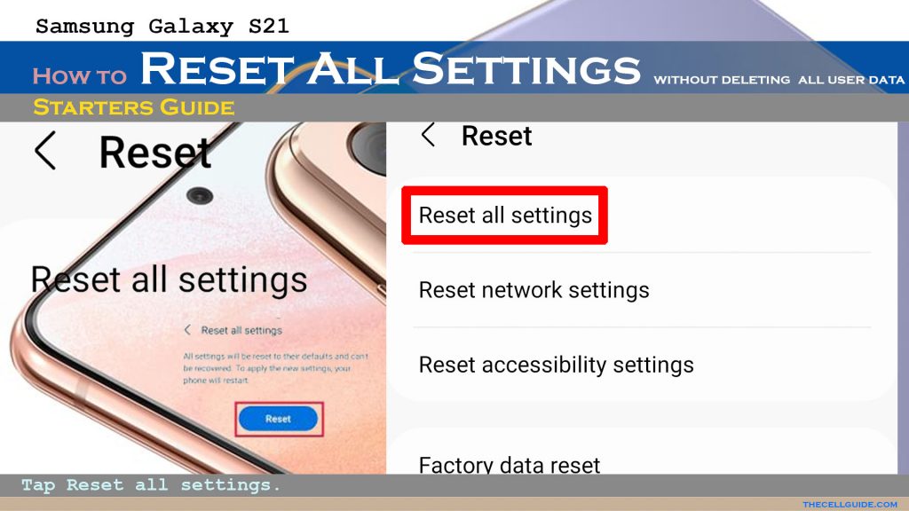 reset all settings galaxys21 resetallsettings