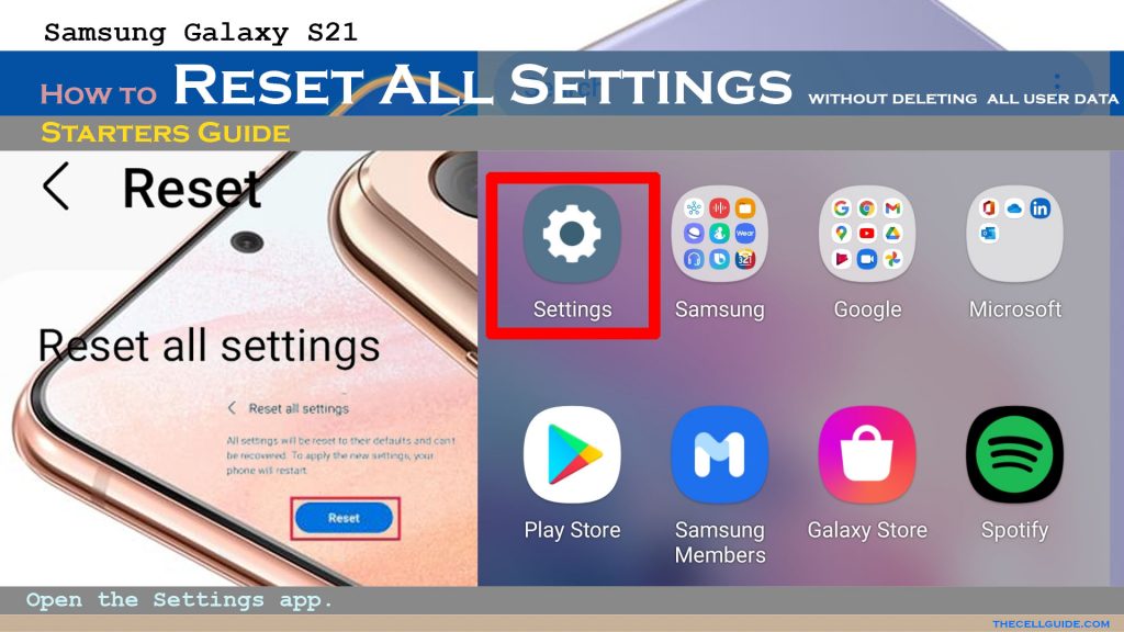 reset all settings galaxys21 settings